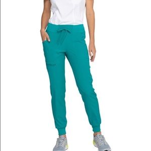 HeartSoul 5-Pocket Break On Through Jogger Scrub Pant. Teal. Small. EUC